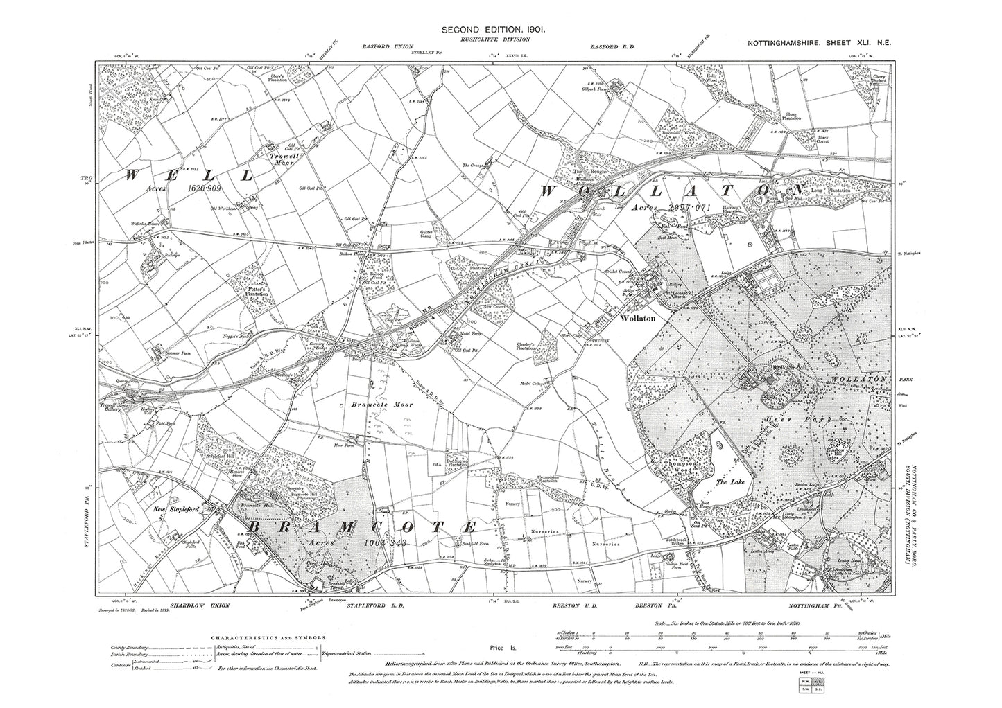 Wollaton, old map Nottinghamshire 1900: 41NE