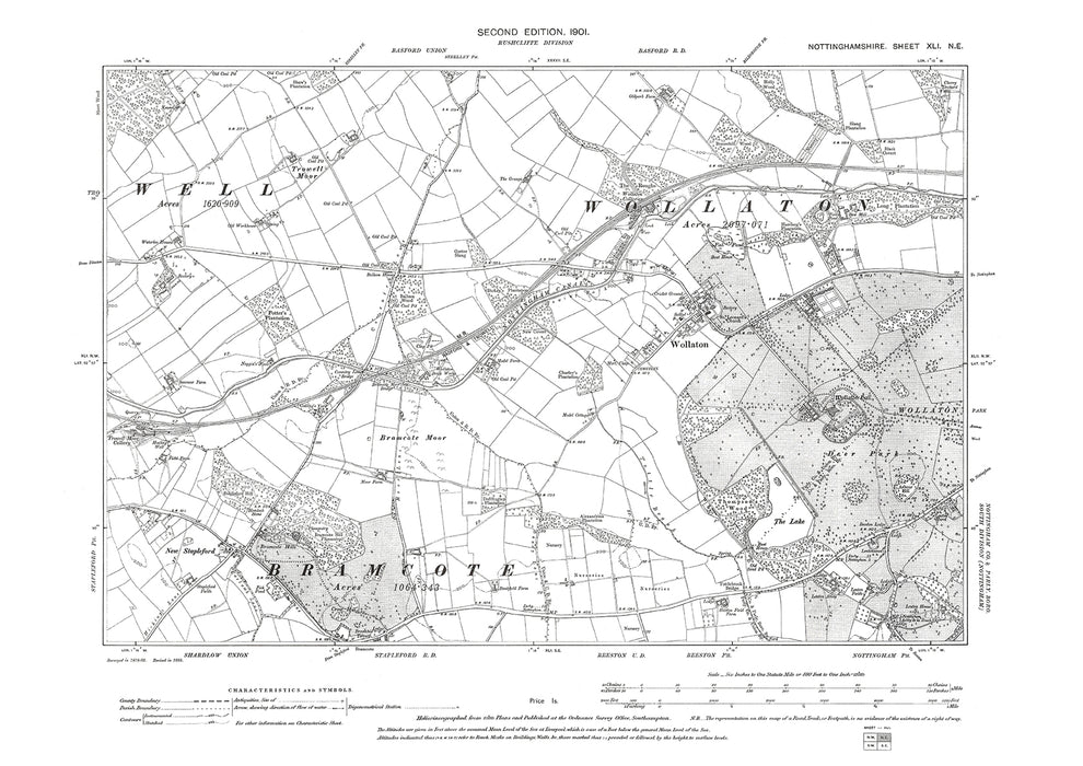 Wollaton, old map Nottinghamshire 1900: 41NE – Old Map Downloads