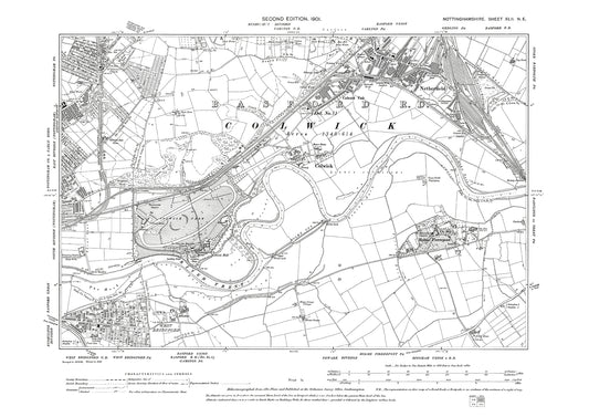 Nottingham (east), Netherfield, Colwick, West Bridgford, old map Notts 1901: 42NE