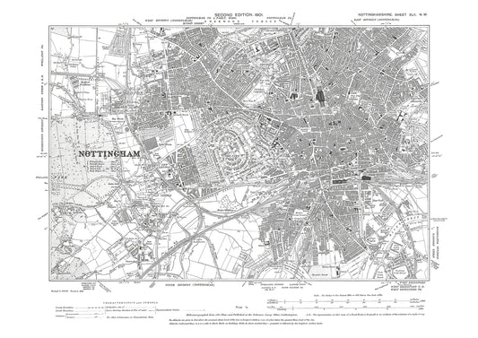 Nottingham, old map Nottinghamshire 1901: 42NW