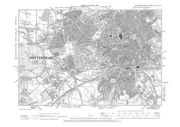 Nottingham, old map Nottinghamshire 1901: 42NW – Old Map Downloads
