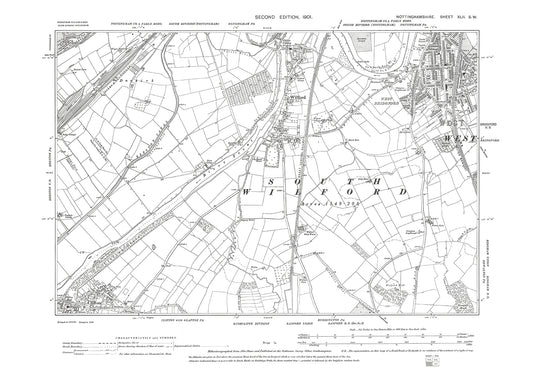 West Bridgford, Wilford, Clifton, old map Notts 1901: 42SW