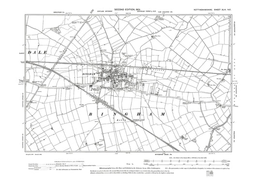 Bingham, old map Nottinghamshire 1901: 43NE