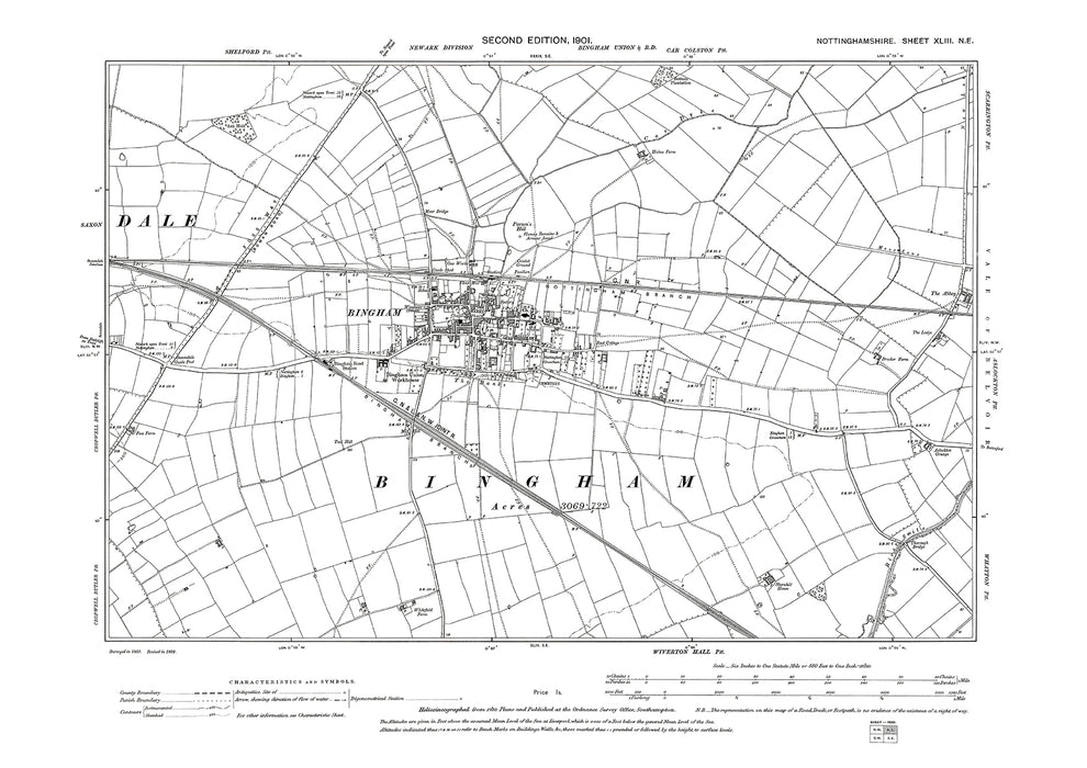 Bingham, old map Nottinghamshire 1901: 43NE – Old Map Downloads