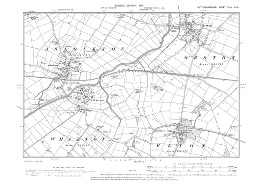 Elton, Whatton, Aslockton, old map Nottinghamshire 1901: 44NW