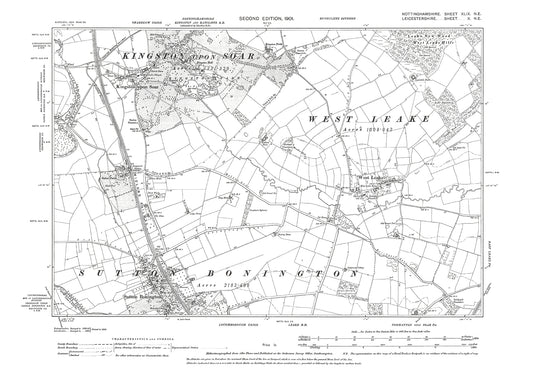 Kingston upon Soar, Sutton Bonington (north), West Leake, old map Notts 1901: 49NE