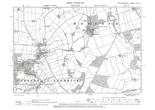 Hodsock, Carlton in Lindrick, old map Nottinghamshire 1900: 8NE