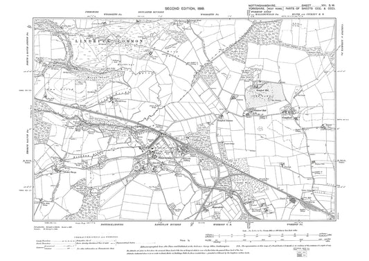 Shireoaks, Gateford, old map Nottinghamshire 1900: 8SW