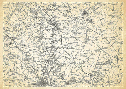 Nuneaton in 1898, showing the town and the surrounding area