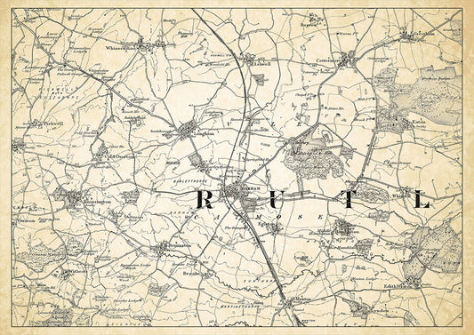 Oakham in 1898, showing the town and the surrounding area