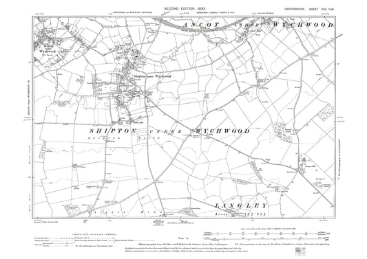 Shipton under Wychwood, Milton under Wychwood, Oxfordshire in 1900: 25NW