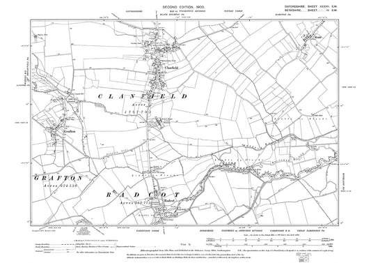 Clanfield, Grafton, Radcot, Oxfordshire in 1900: 37SW