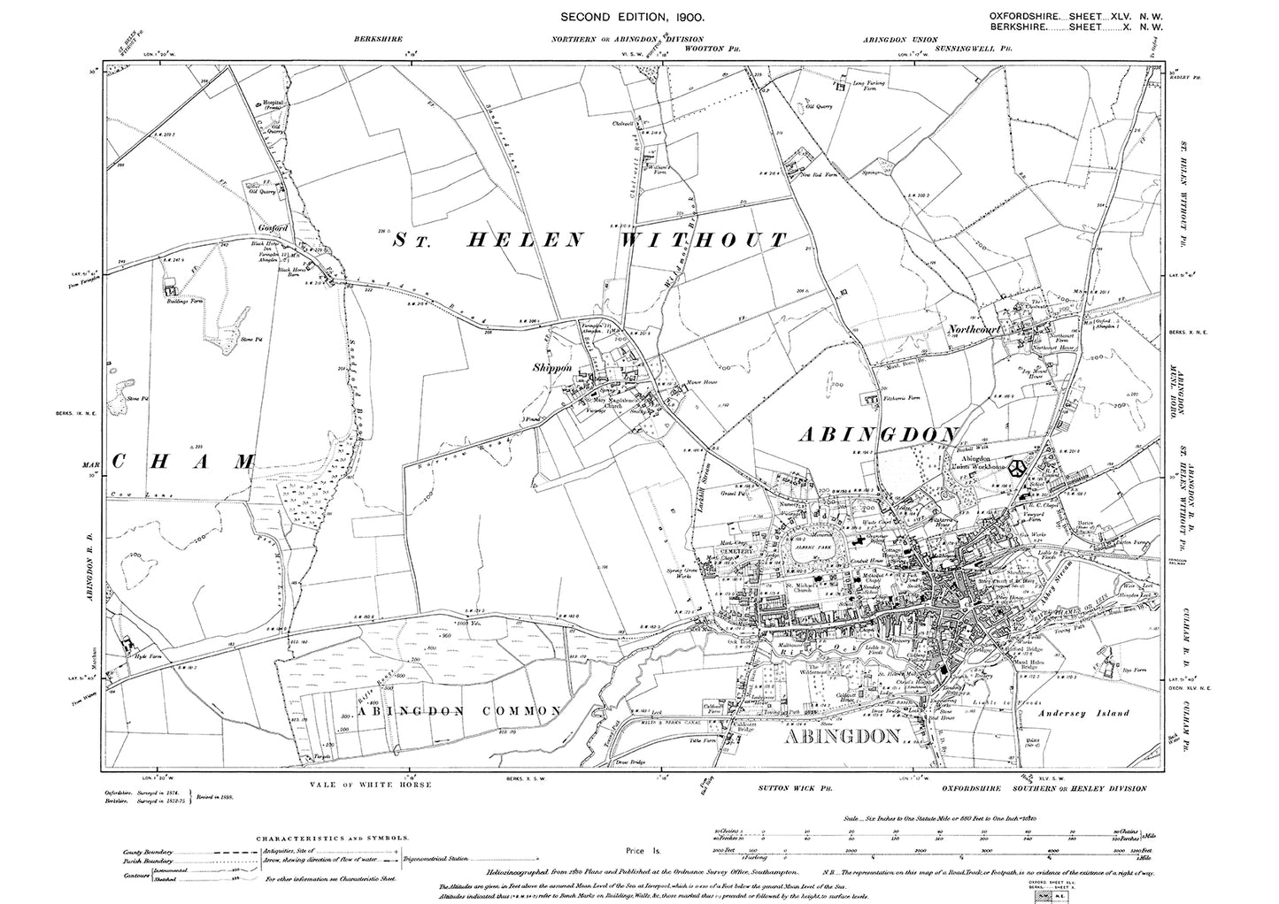 Abingdon, Northcourt, Shippon, Oxfordshire in 1900: 45NW