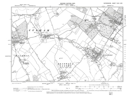 Watlington, Cuxham, Pyrton, Shirburn, Brightwell Baldwin, Oxfordshire in 1900: 47SW