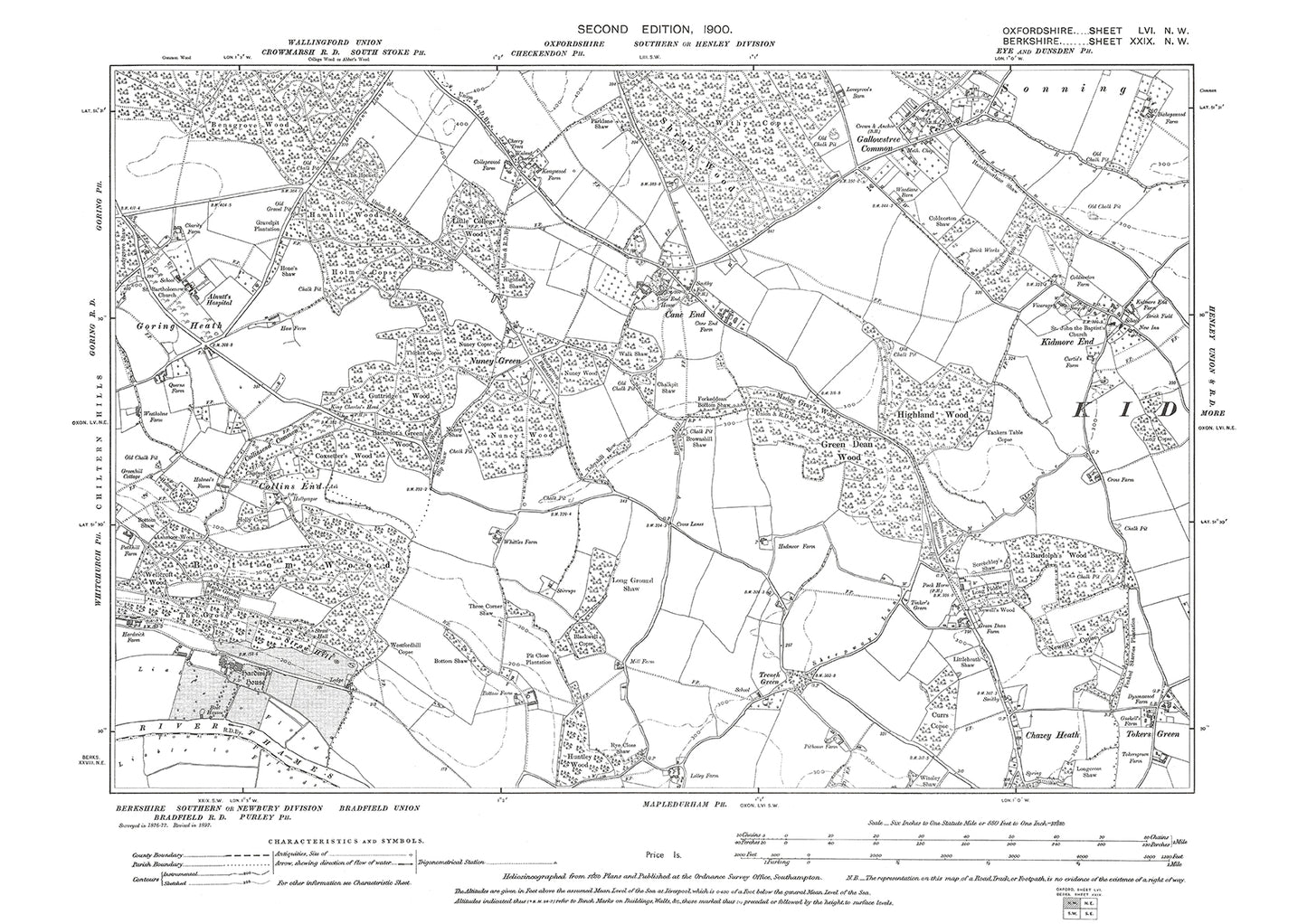 Cane End, Kidmore End, Gallowstree Common, Oxfordshire in 1900: 56NW