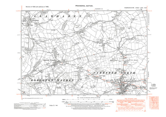 Narberth, Llawhaden, Robeston Wathen, old map Pembroke 1948: 29NW