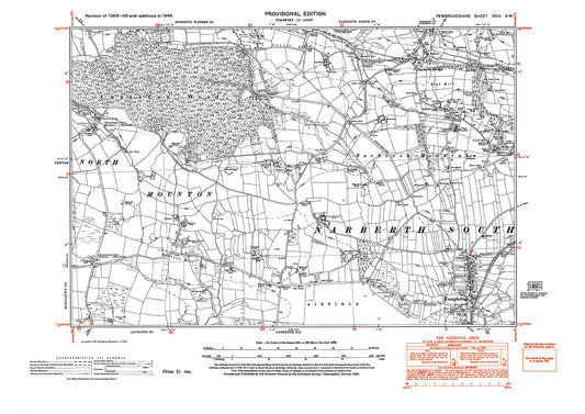 Templeton, Narberth Bridge, old map Pembroke 1948: 29SW