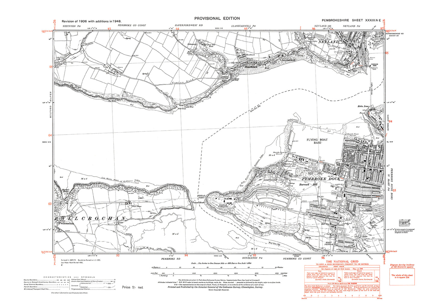 Pembroke Dock, Neyland (south), LLanstadwell, old map Pembroke 1948: 39NE
