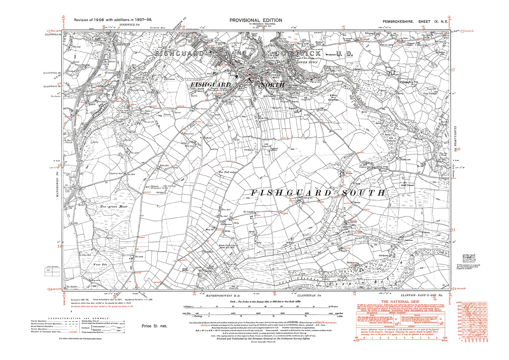 Fishguard, old map Pembroke 1948: 9NE – Old Map Downloads