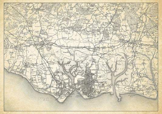 Portsmouth in 1898, showing the town and the surrounding area