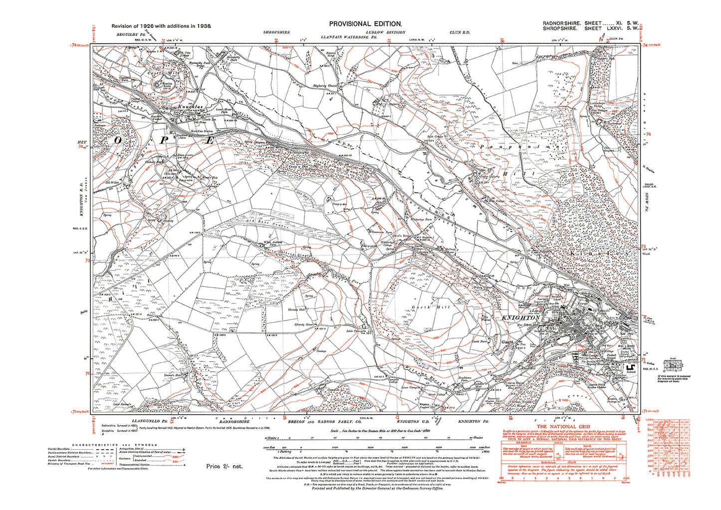 Knighton, old map Radnor 1949: 11SW