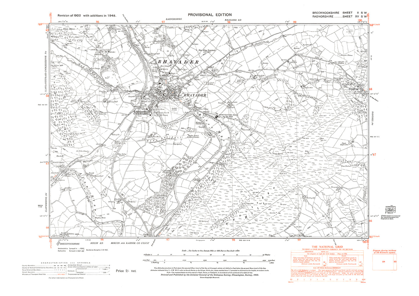 Rhayader, old map Radnor 1949: 15SW – Old Map Downloads