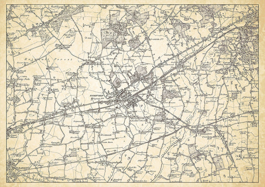 Romford in 1898, showing the town and the surrounding area