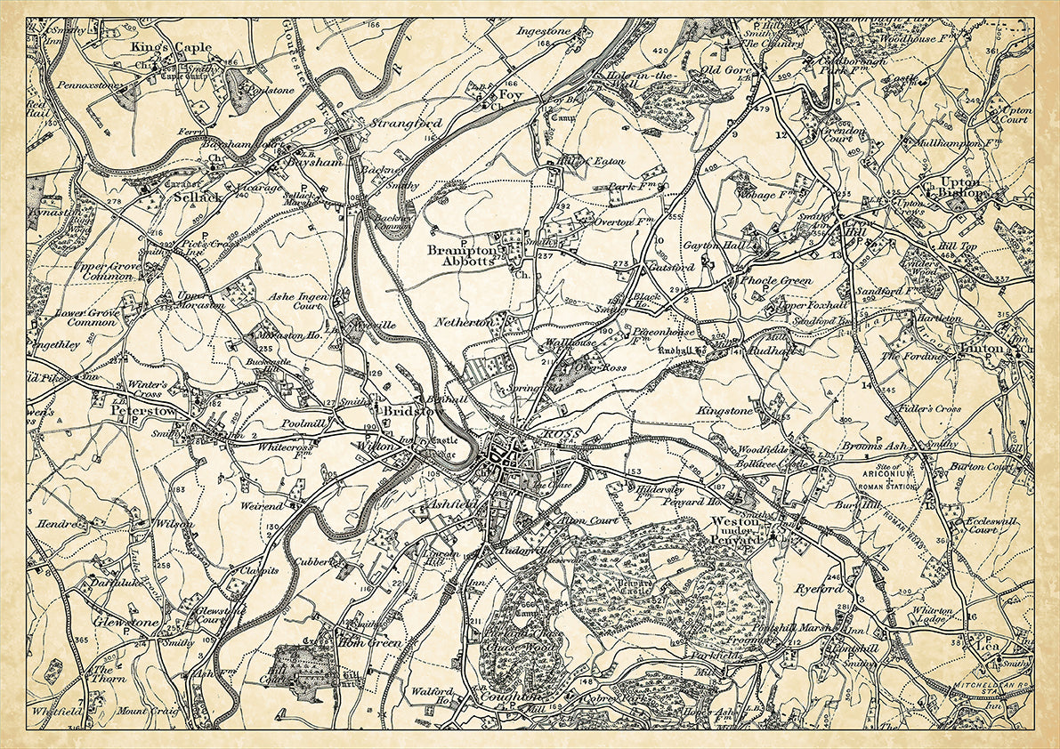 Ross on Wye in 1898, showing the town and the surrounding area