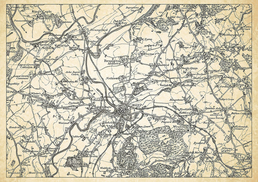 Ross on Wye in 1898, showing the town and the surrounding area