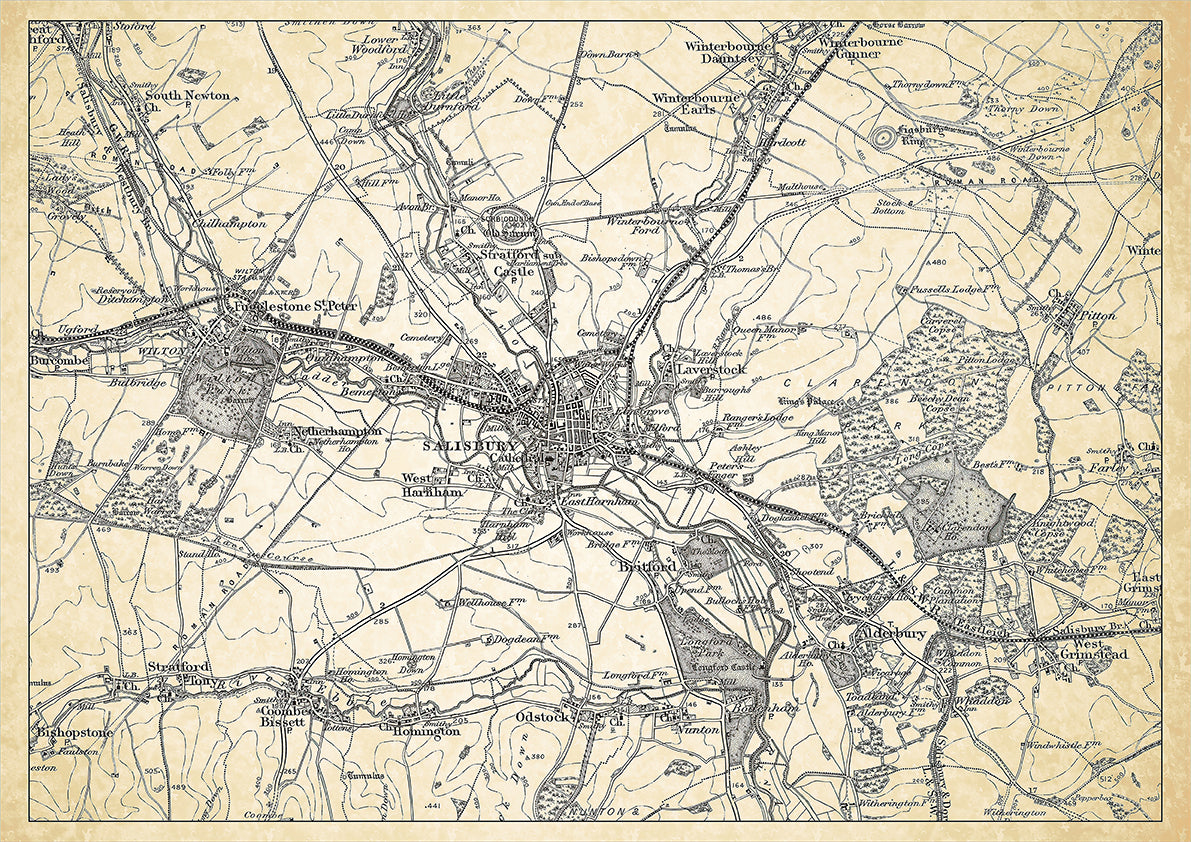 Salisbury in 1898, showing the town and the surrounding area – Old Map ...