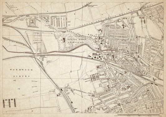 London in 1888 Series - showing Wormwood Scrubs, Kensal Green, Kensal New Town - sheet 12