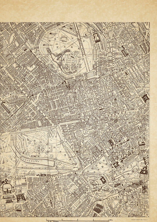 Greater London in 1888 Series - showing Regents Park, Hyde Park, Marylebone Road, Euston Road, Edgware Road, Tottenham Court Road, Oxford Street, Regent Street, Piccadilly - sheet 17