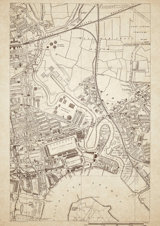 London in 1888 Series - showing Canning Town, East India Docks, Poplar, Blackwall - sheet 19