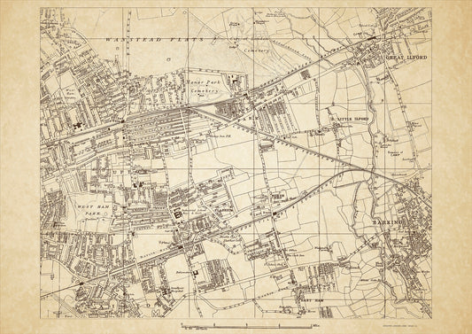 Greater London in 1888 Series - showing Barking, Ilford, Forest Gate, Upton, East Ham, Plaistow (north), West Ham Park - sheet 21