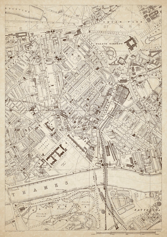 London in 1888 Series - showing Belgravia, Chelsea, Pimlico, Battersea (north), Buckingham Palace - sheet 22