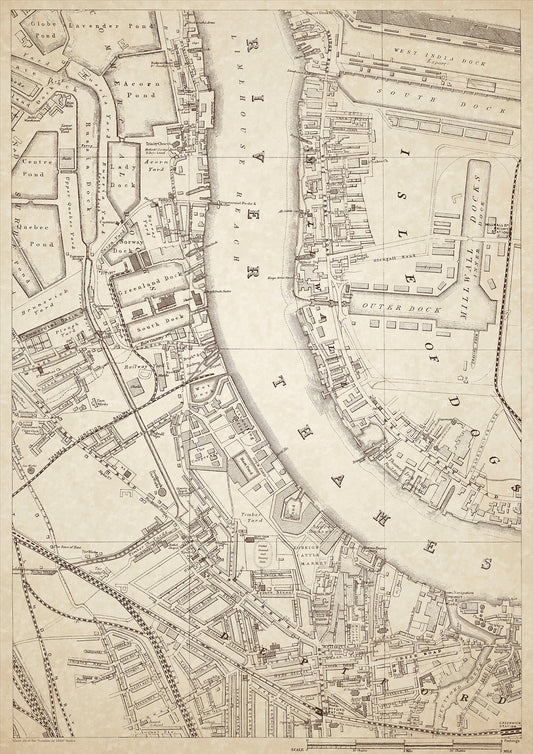 London in 1888 Series - showing Deptford, Surrey Docks, Millwall Docks, West India Dock (Export) and South Dock, The Cooperage - sheet 26