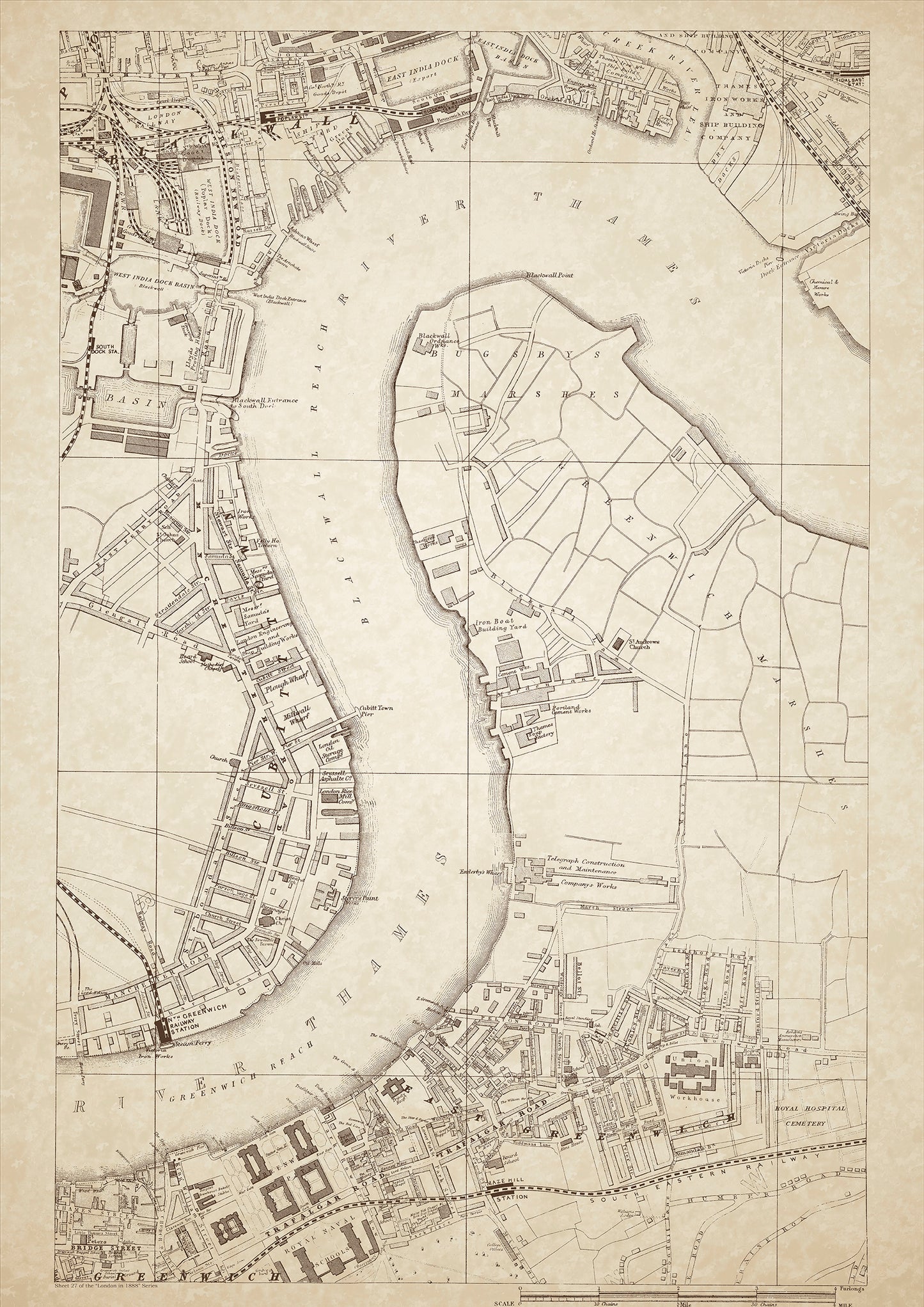 London in 1888 Series - showing Blackwall, Greenwich - sheet 27