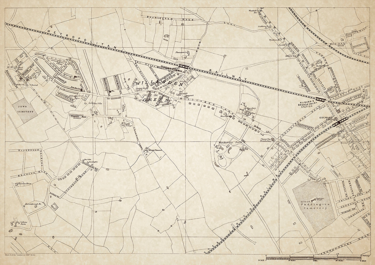 London in 1888 Series - showing Willesden Green - sheet 4