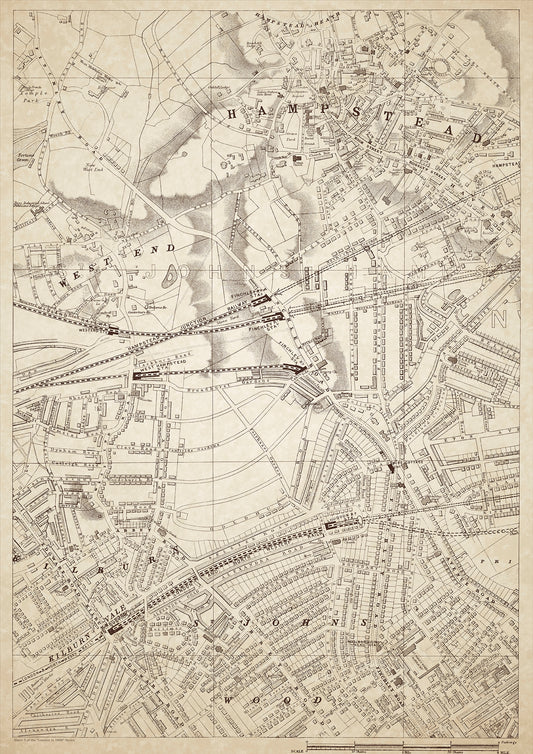 London in 1888 Series - showing Hampstead, Kilburn, St John's Wood - sheet 5