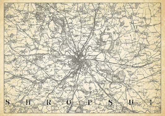 Shrewsbury in 1898, showing the town and the surrounding area