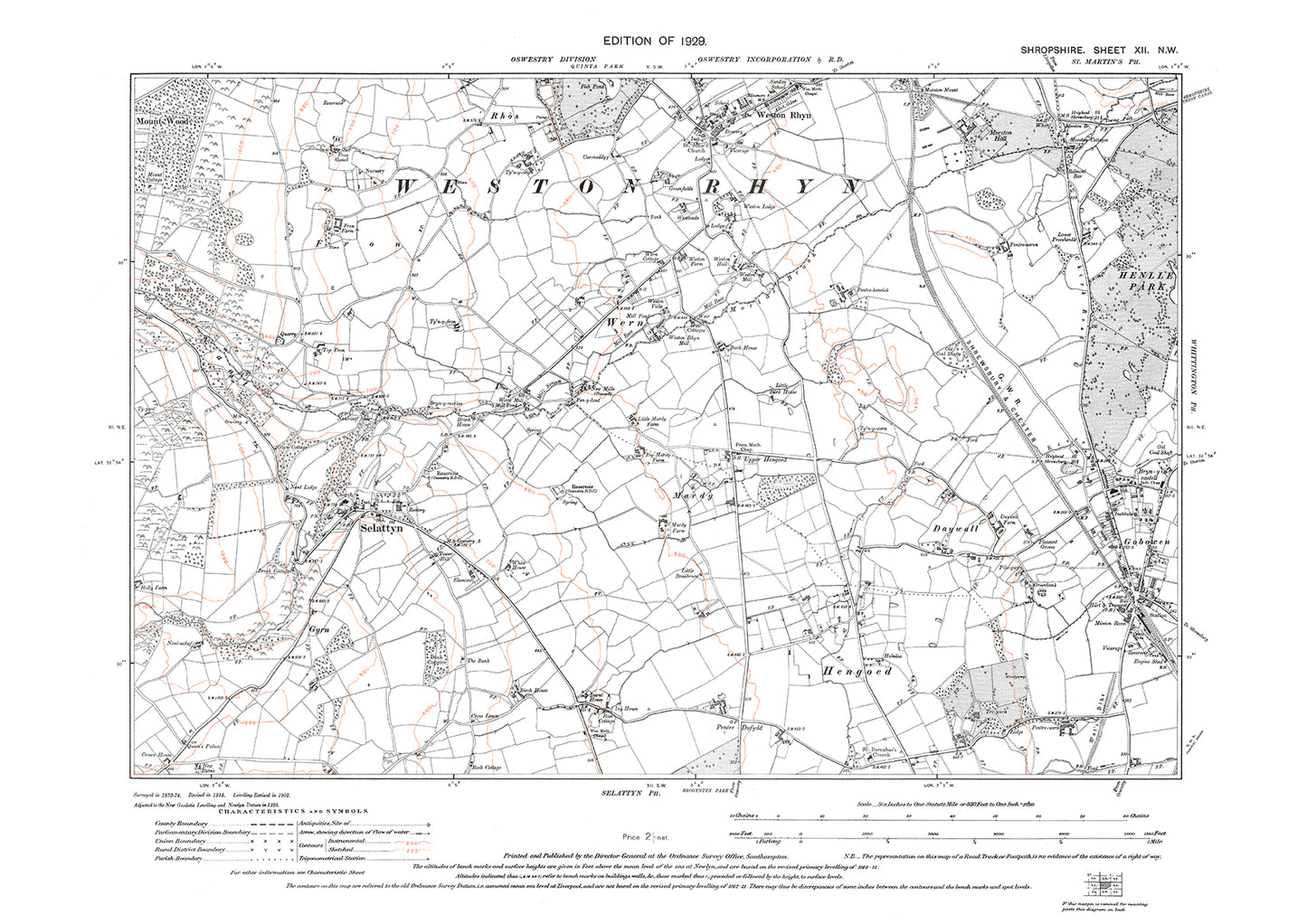 Selattyn, Weston Rhyn, Gobowen, Shropshire in 1929: 12NW