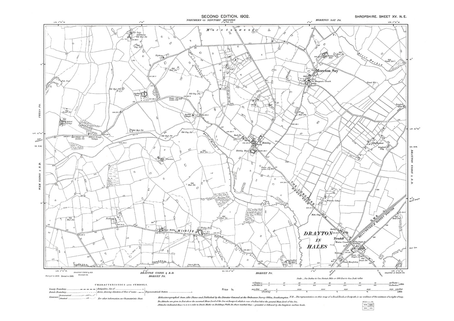 Moreton Say, Mickley, Ternhill, Shropshire in 1902: 15NE