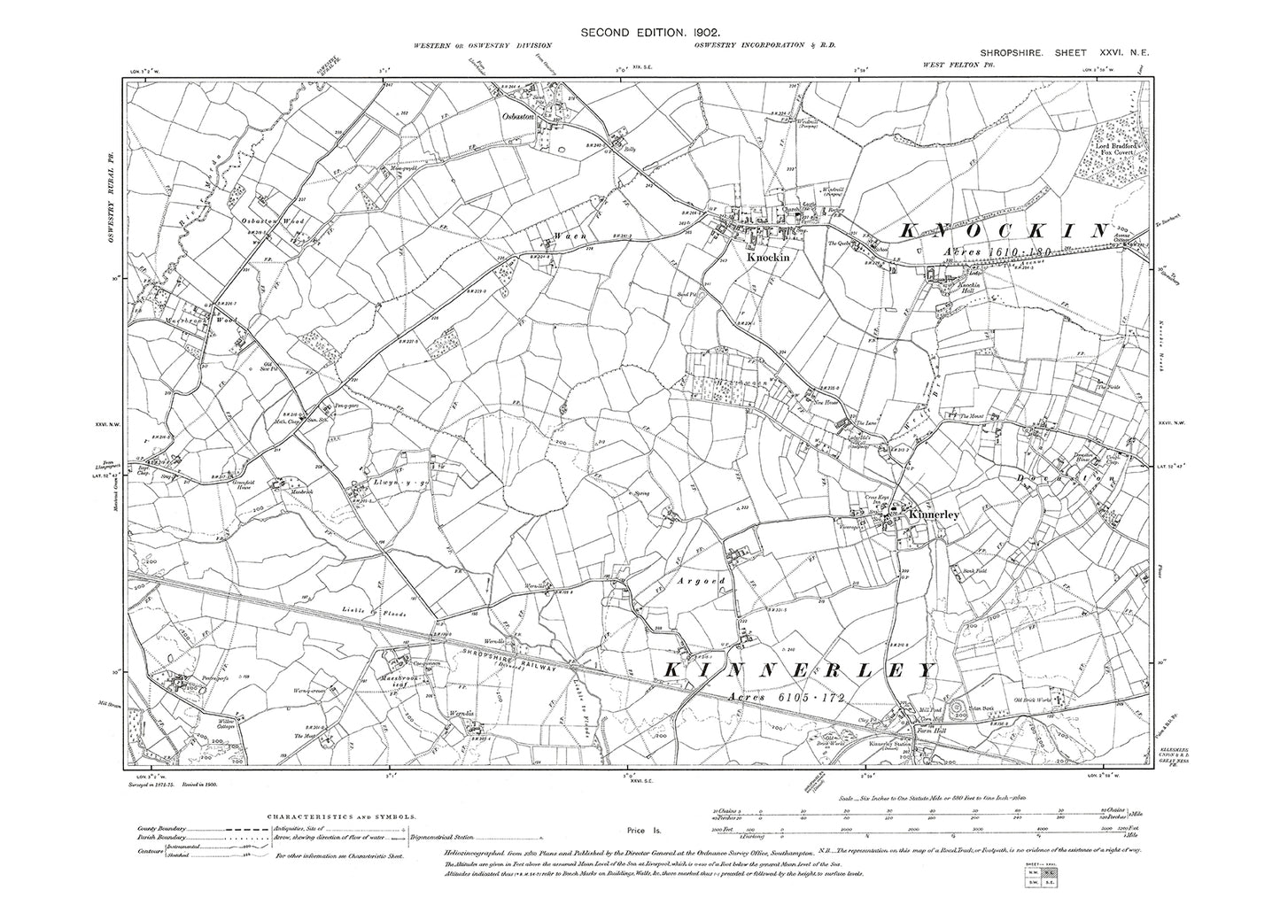 Kinnerley, Knockin, Shropshire in 1902: 26NE