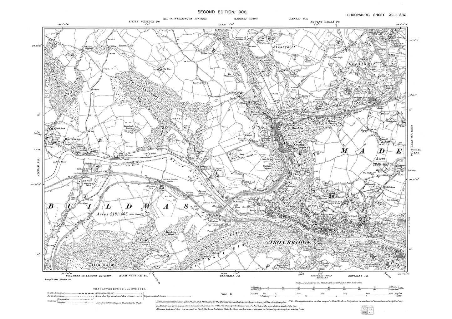 Ironbridge, Coalbrookdale, Buildwas, Shropshire in 1903: 43SW