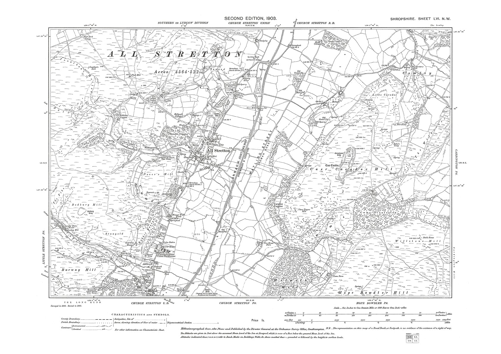 Stretton Map Church Stretton (north), All Stretton, Shropshire in 1903: 56NW – Old ...