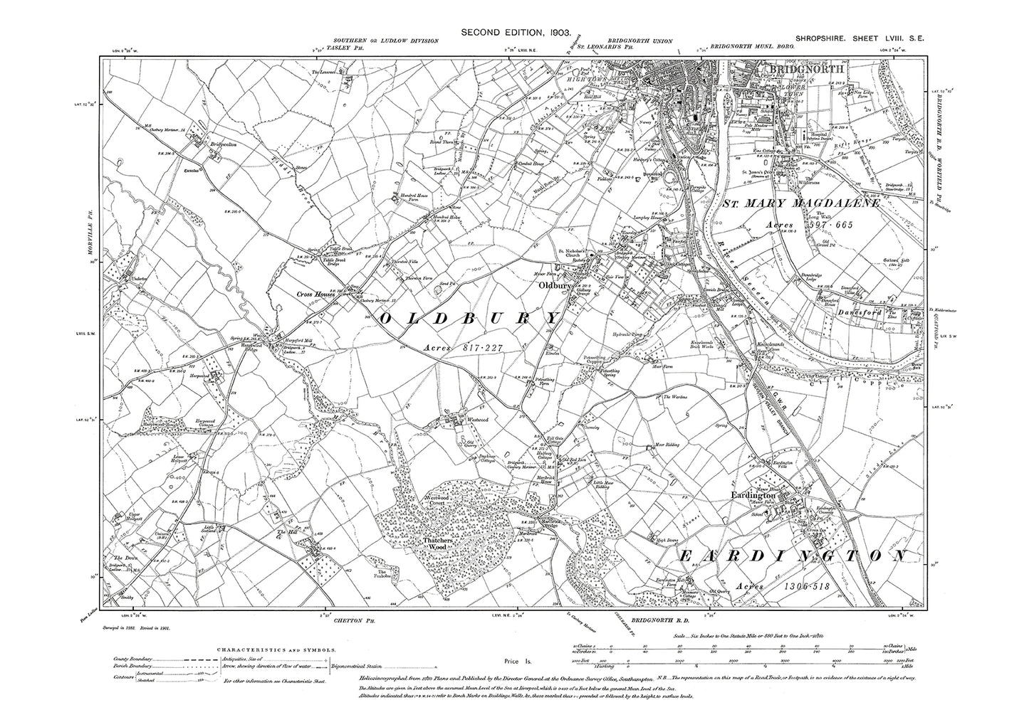 Bridgnorth (south), Oldbury, Eardington, Shropshire in 1903: 58SE