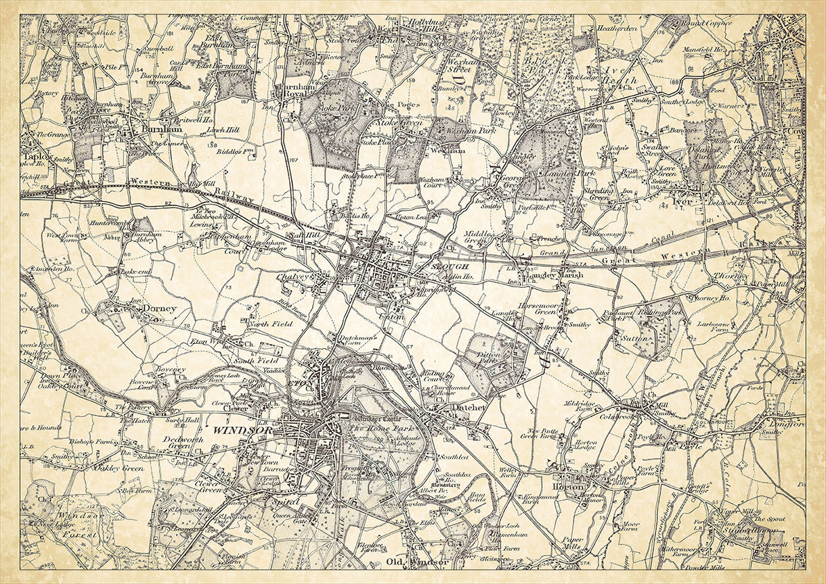 Slough in 1898, showing the town and the surrounding area