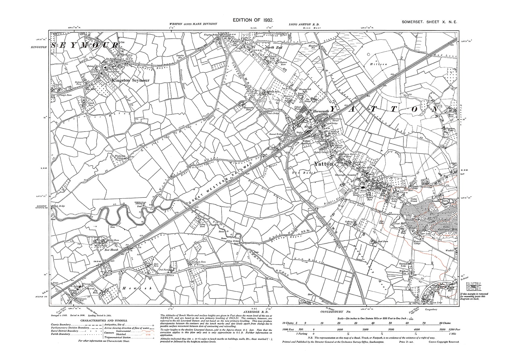 Yatton, Kingston Seymour, old map Somerset 1932: 10NE – Old Map Downloads
