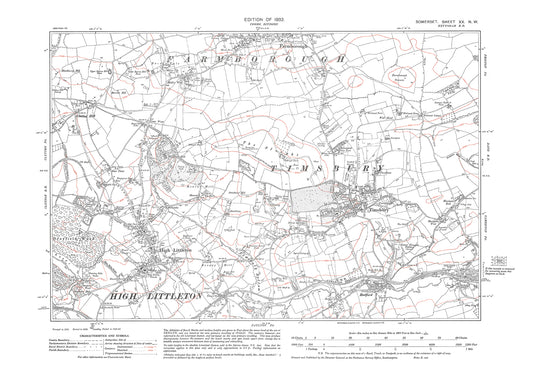 High Littleton, Farmborough, Timsbury, old map Somerset 1932: 20NW