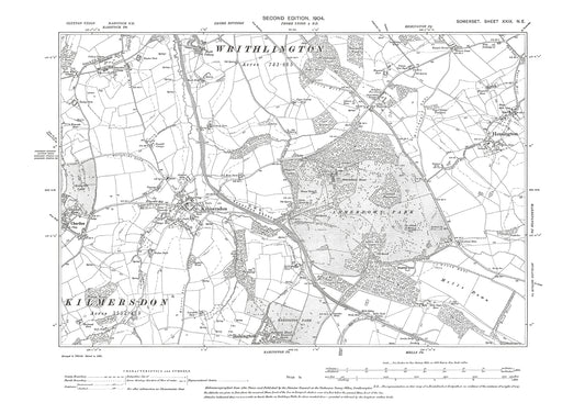 Kilmersdon, Hemington, Babington (north), old map Somerset 1904: 29NE